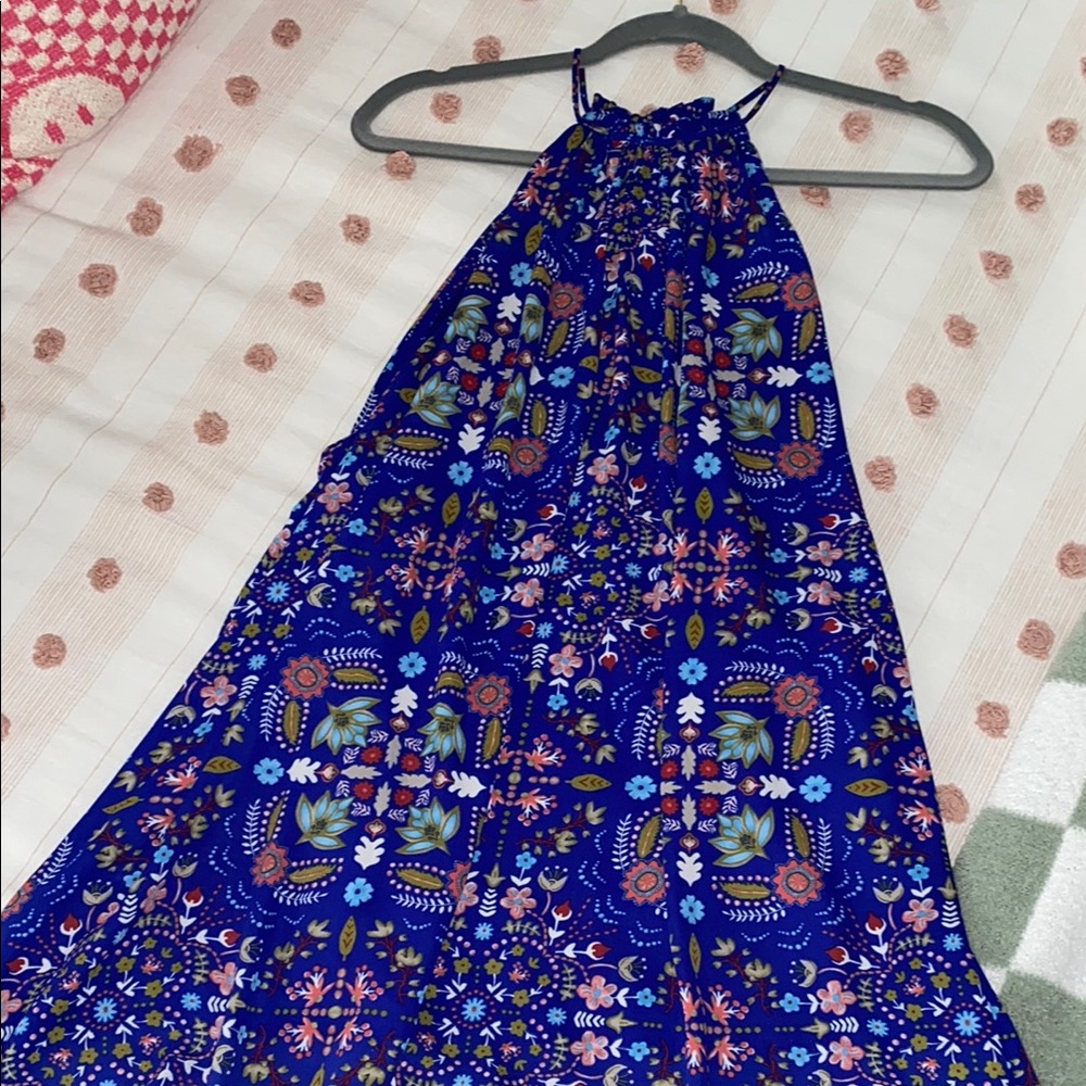 Floral Halter Maxi Dress in Blue